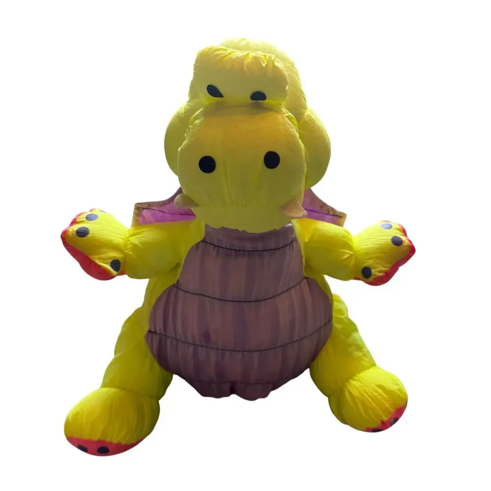 Vtg Stuffins Parachute Plush Lumpy’s Gang Yellow Dragon Nylon Plush Dinosaur 14”